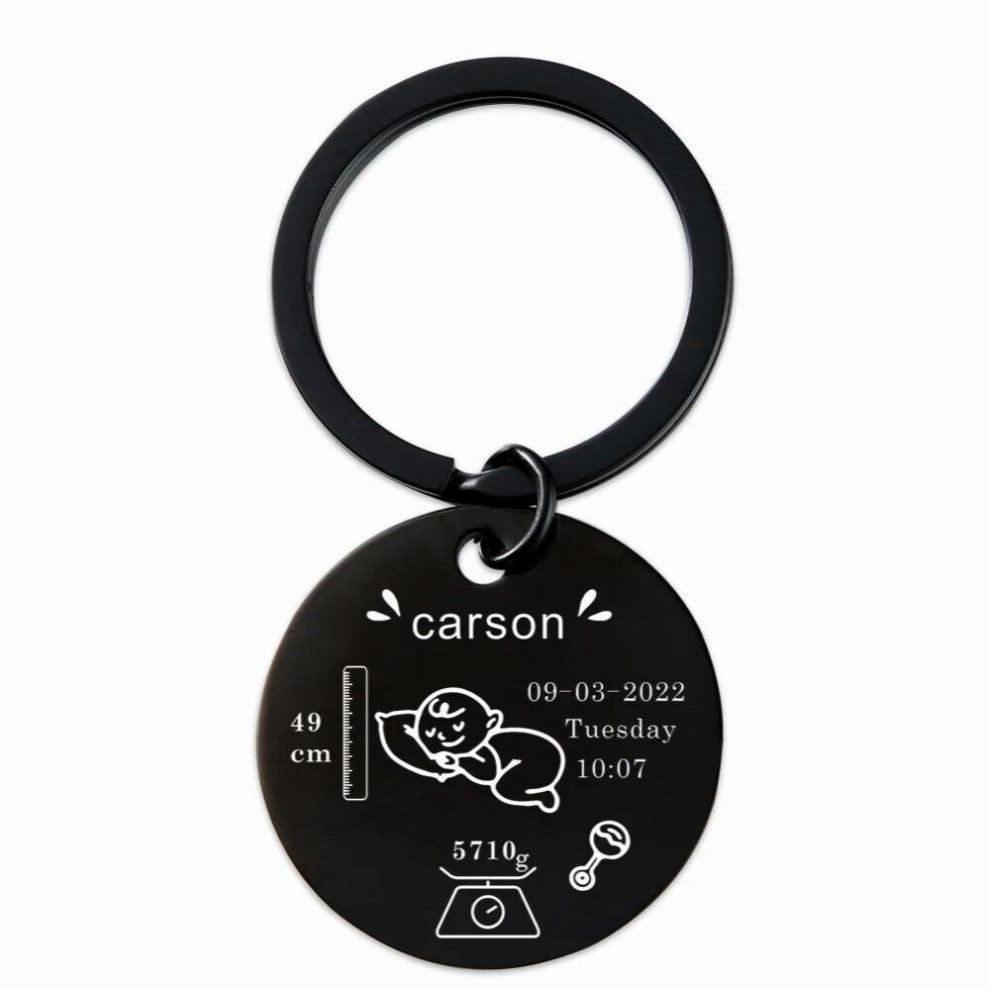 Personalized Keyring For Baby,Custom Keychain Engraving Name Date Of Birth,Baby Shower Gift,New Baby Keychain, Newborns