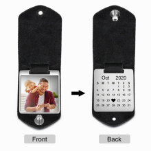 JewelOra Personalized Photo Leather Keychain Stainless Steel Customize Jewelry 2 Colors Father Gift Engrave Name for Men