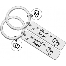 Stainless Steel Mommy Daddy of An Angel Keychain Set Baby Memorial Gift MotherS Gift FatherS Gift From Daughter