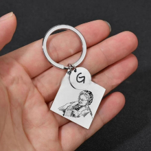 Personalized Stainless Steel Square Engrave Keychain Jewelry Gift for Fathers Engraving Key Ring Chain