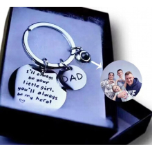 Photo Projection Keychain For Man Titanium Steel Picture Key Ring To Dad Fathers Gift From Daughter To Father