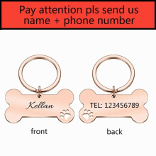 Anti-lost Personalized Pet ID Tag Keychain Engraved Pet ID Name for Cat Puppy Dog Collar Tag Pendant Keyring Pet Accessories