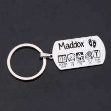 Baby Name Height ...Information Stainless Steel Dog Tag Keychain Personalized Creative Newborn Gift