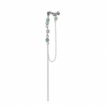 F.I.N.S 1PC Chinese Tassel Ear Clip No Pierced S925 Sterling Silver Green Bead Stone Earcuff No Ear Hole Catilage Fine Jewelry