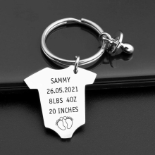 Baby Information Birth Statistics One-Piece Baby Pacifier Keychain Stainless Steel Keychain Gift