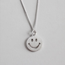 Pure 925 Sterling Silver Necklaces Smile Face Pandent Necklaces Jewelry