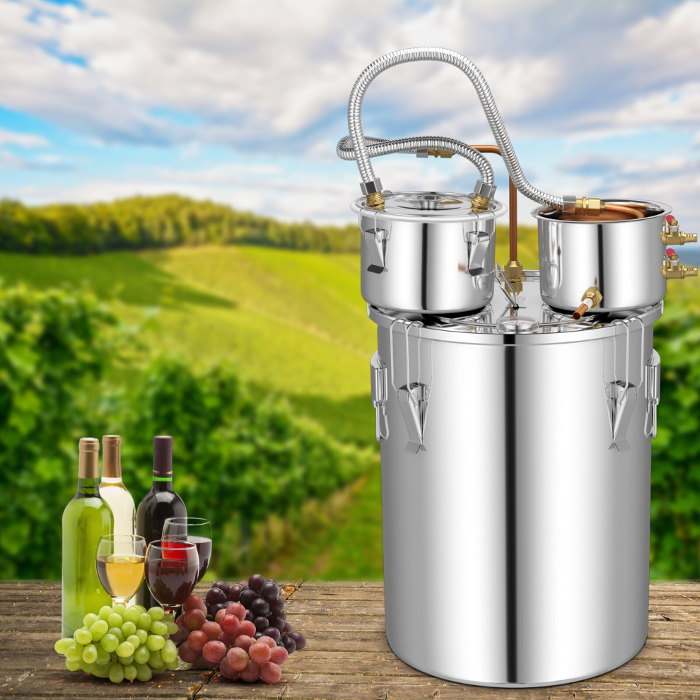 Alcohol Oil Distiller 38L 3 Pots Stainless Steel Beer Boiler w/Thermometer