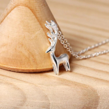 S925 Sterling Silver reindeer pendant female European and American three-dimensional small animal elk necklace girl