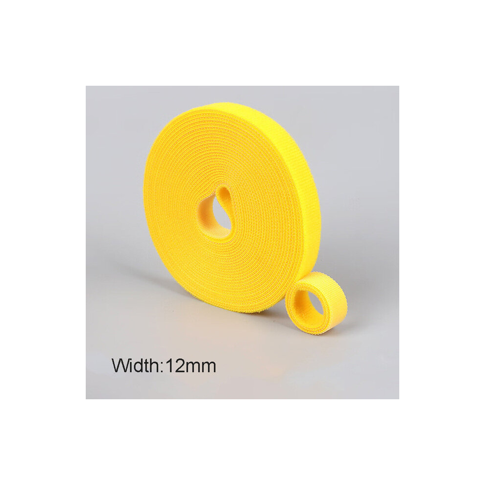(Yellow, 10M(2X5m)) 5M/Roll 12Mm Width Cable Organizer Usb Cable Winder Management Nylon Free Cut Ties Mouse Earphone Cord Cable Ties 9149027265120