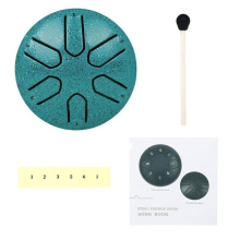 (Green) Steel Tongue Drum, Horse 3 Inch 6 Tones Tank Drum C Key Percussion Steel Drum Kit with Drum Mallets Note Stickers