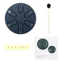 (Navy blue) Steel Tongue Drum, Horse 3 Inch 6 Tones Tank Drum C Key Percussion Steel Drum Kit with Drum Mallets Note Stickers