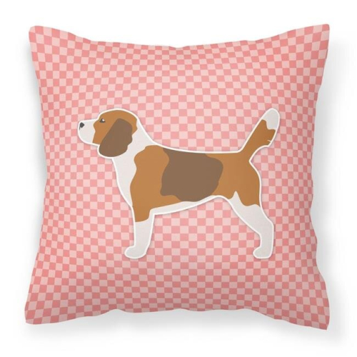 Beagle Checkerboard Pink Fabric Decorative Pillow