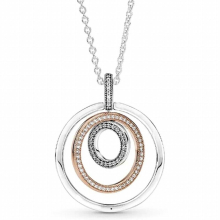 925 Sterling Silver Two-Tone Circles Signature Pave & Beads Pendant & Necklace – DIY Bead Charm Jewelry