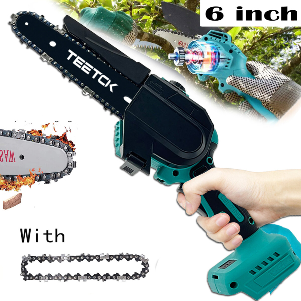 (1x6“ Chainsaw(Naked?No Battery)) 6inch Small Mini Cordless Chainsaw Handheld Garden Saw 5.5A Battery