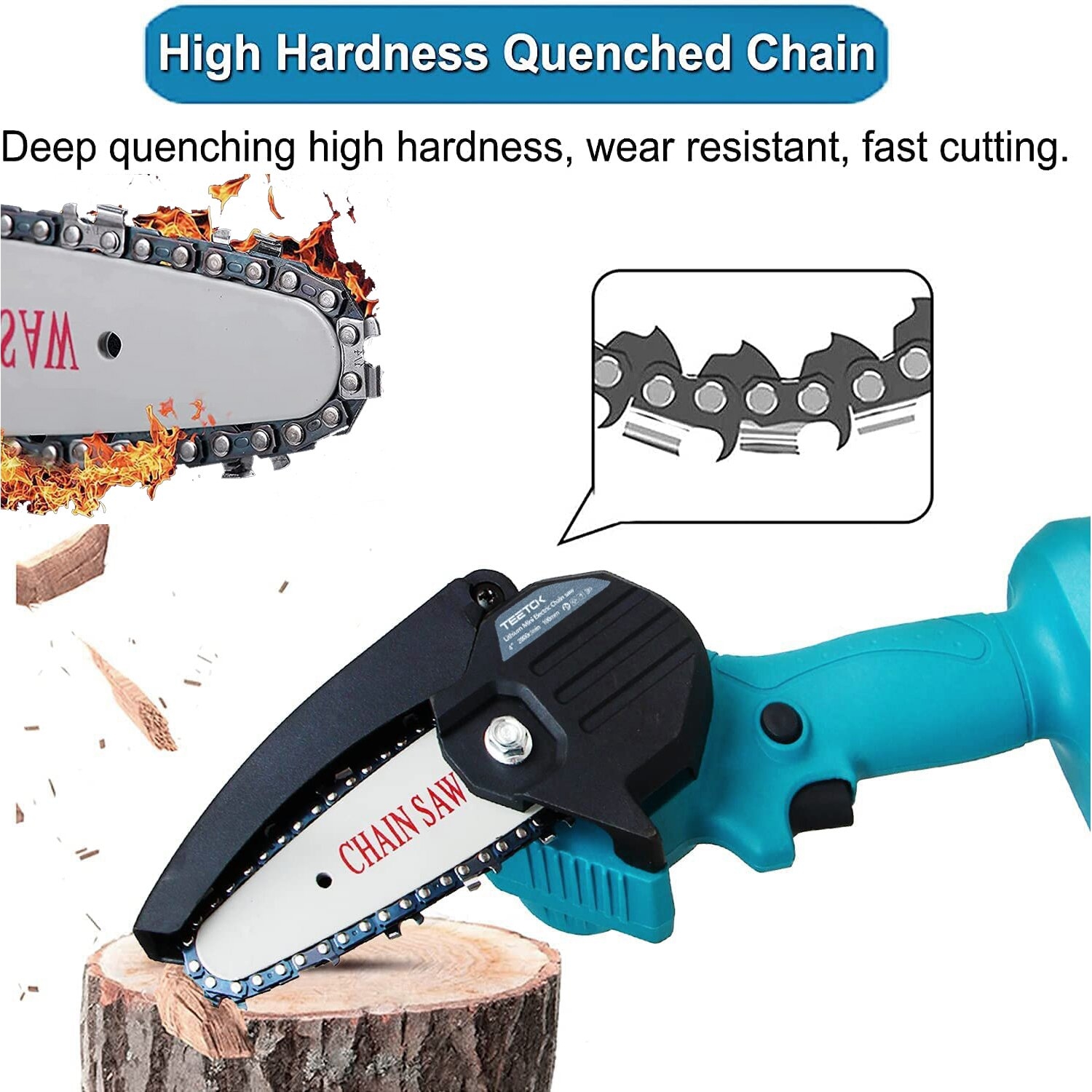 (1x6" Chainsaw+1x3.0A Battery+Charger) 6inch Small Mini Cordless ...