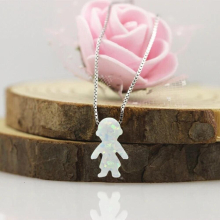 1pc/lot 8*13mm OP17 Synthetic boy shape Opal Pendant 925 sterling Silver opal necklace For Online