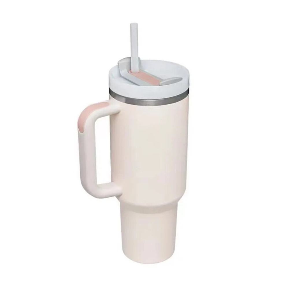 (rose Quartz, H2.0 40oz) 1200ml 40oz Tumbler with Handle Stainless Steel Water Bottle Straw Vacuum Thermos Cup Large Capacity Travel Car Coffee