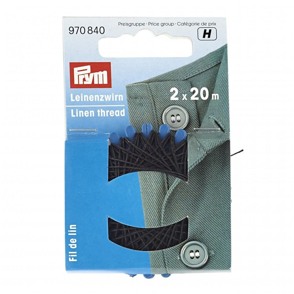 Prym Waxed Linen Thread - 20 Metres - Each Black