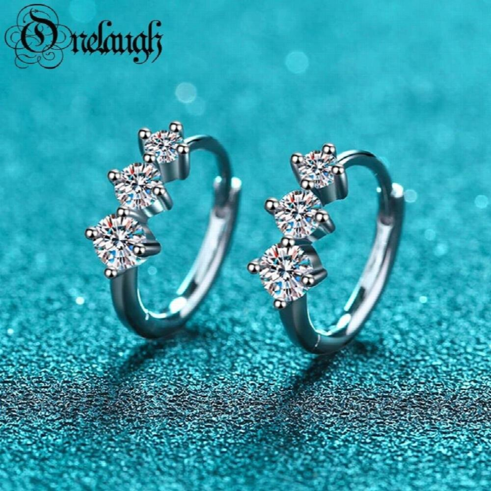3 Stone Moissanite Huggie Hoop Earrings S925 Silver Hypoallergenic Tiny Cartilage Hoop Earrings for Women Girls Jewelry-image-OPC-PCV89YN-NEW