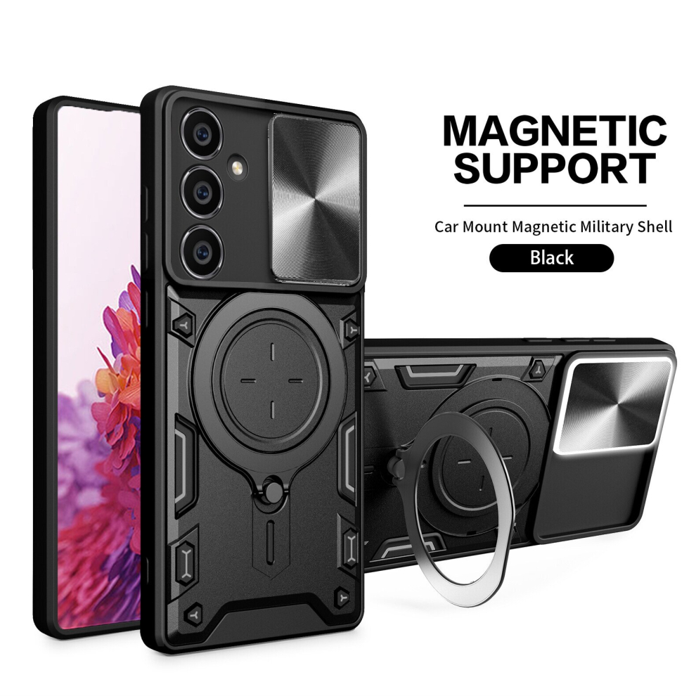 (Samsung Note20 Ultra, Black) Magnetic Phone case For Samsung Galaxy S23 S22 S21 Note20 Plus Ultra Fe, Slide Camera Lens Protection and Built in 360 R