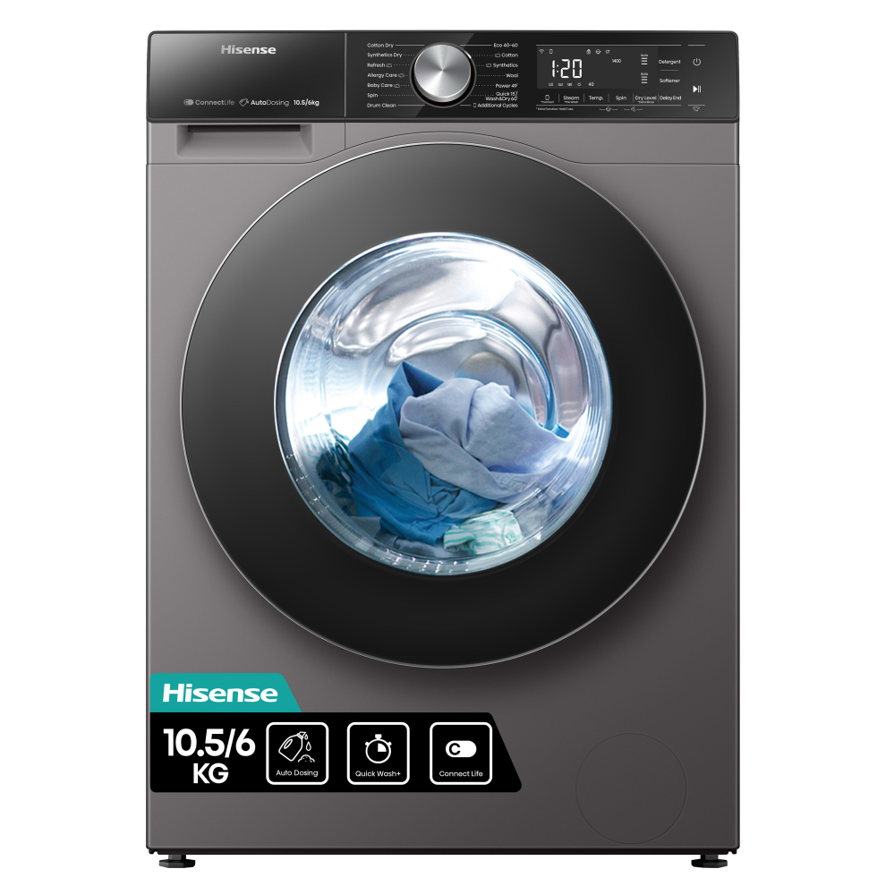 Hisense 10Kg / 6Kg Washer Dryer - Titanium - D Rated