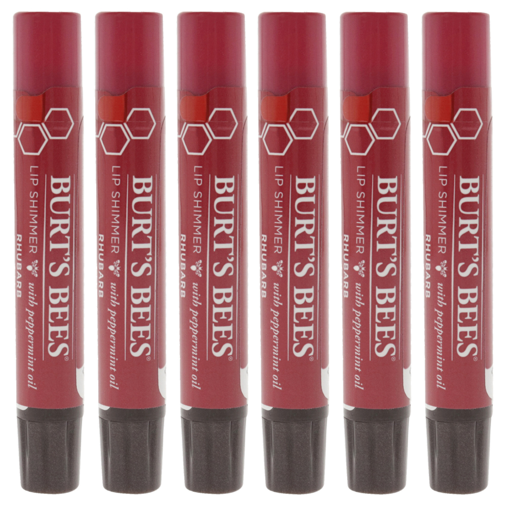 Burts Bees Lip Shimmer - Rhubarb - Pack of 6 For Women 0.09 oz Lip Balm