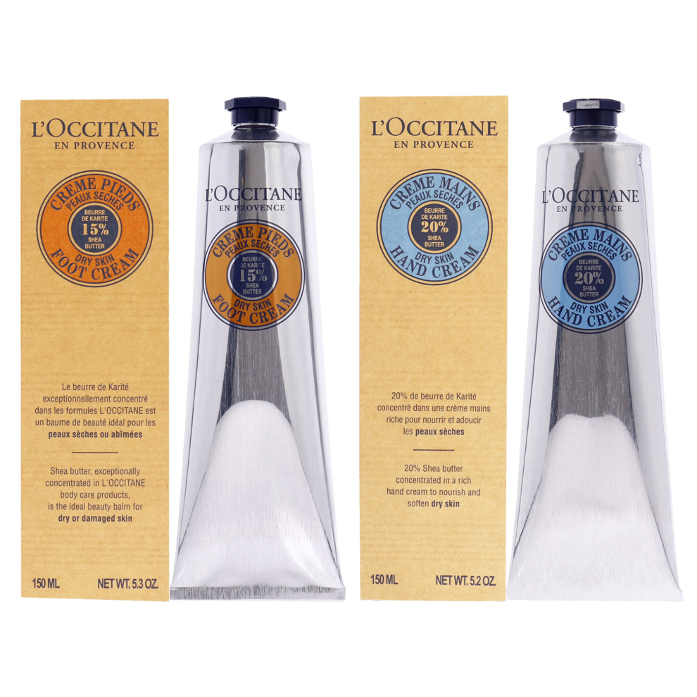 Loccitane Shea Butter Foot Cream and Hand Cream - Dry Skin Kit For Unisex 2 Pc Kit 5.2oz Foot Cream, 5.2oz Hand Cream