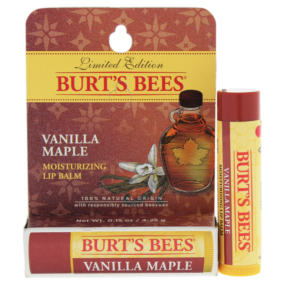 Burts Bees Vanilla Maple Moisturizing Lip Balm Blister For Unisex 0.15 Oz Lip Balm