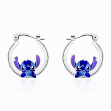 Stitch-hoepoorbel Klassiek anime-karakter Zilververguld Emaille druppeloorbellen Voor meisjes en vrouwen Sieradencadeau