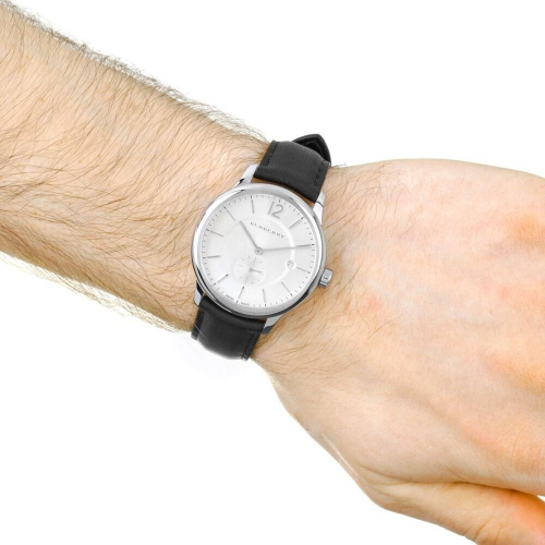 Burberry Burberry BU10000 Classic Round Beige Dial Black Leather Ανδρικό ρολόι 2