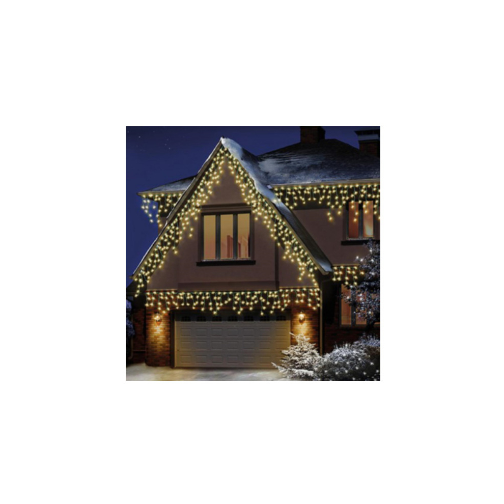 Premier 960 LED Snowing Icicles Multi-Action Christmas Lights with Timer - WHITE