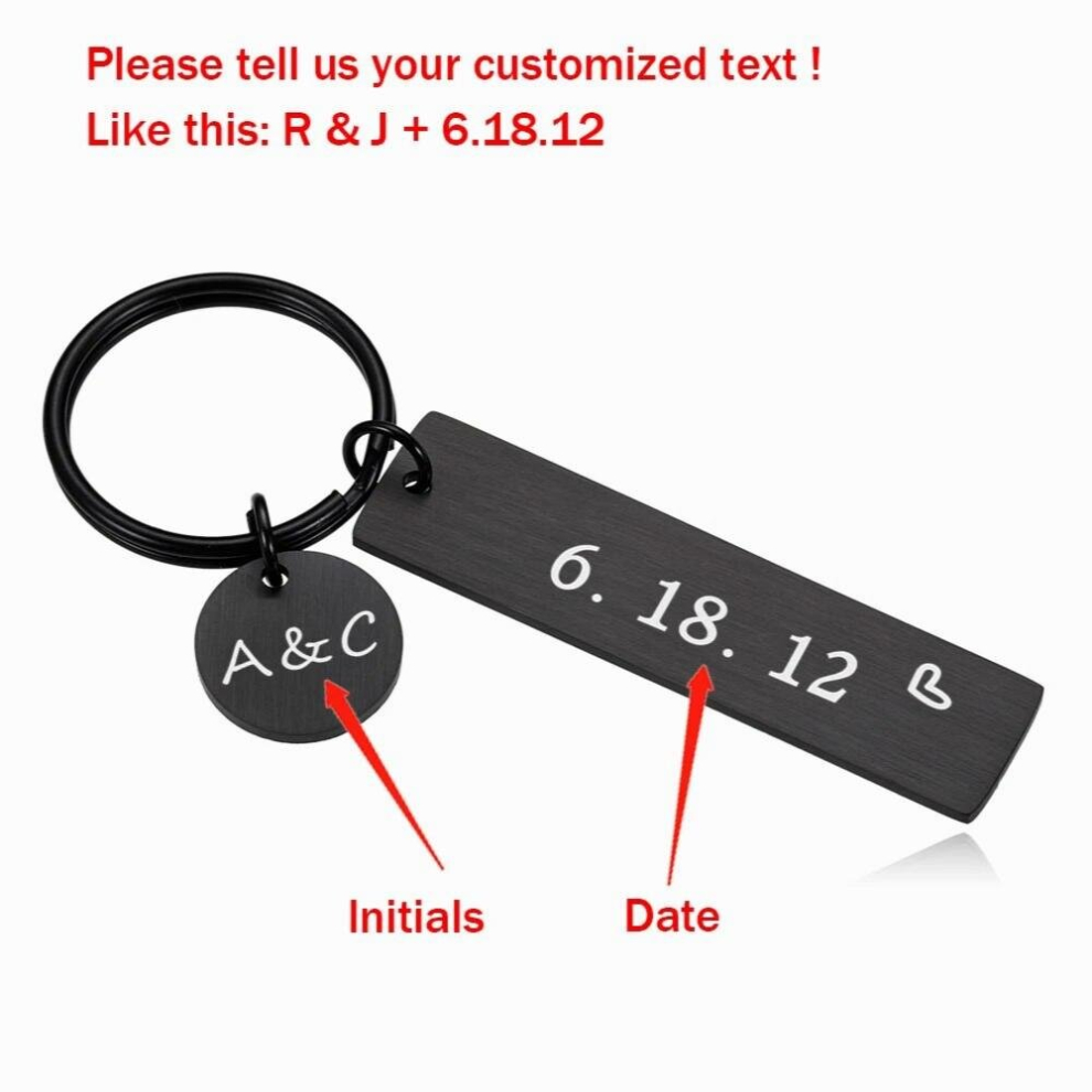 Couples Personalized Keychain Stainless Steel Name Date Anniversary Gift Boyfriend Husband Keychain For Car Keys 885668694774