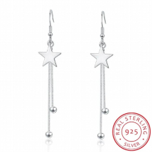 Star Long Tassel Earrings 925 Sterling Silver Drop Earrings For Women pendientes oorbellen S-E465