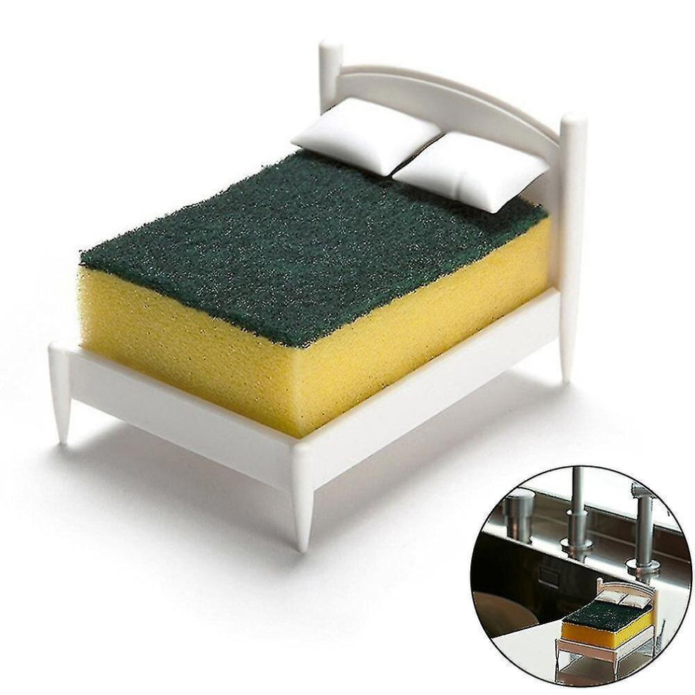 Kitchen Countertop Sponge Storage Holder Bed Shaped Scouring Pad Drainage Rack