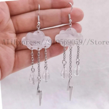 Cloud Lightning Earrings Acrylic Rain Cloud Earring Transparent Crystal Teardrop Rain water Pendant Earrings Jewelry Gift