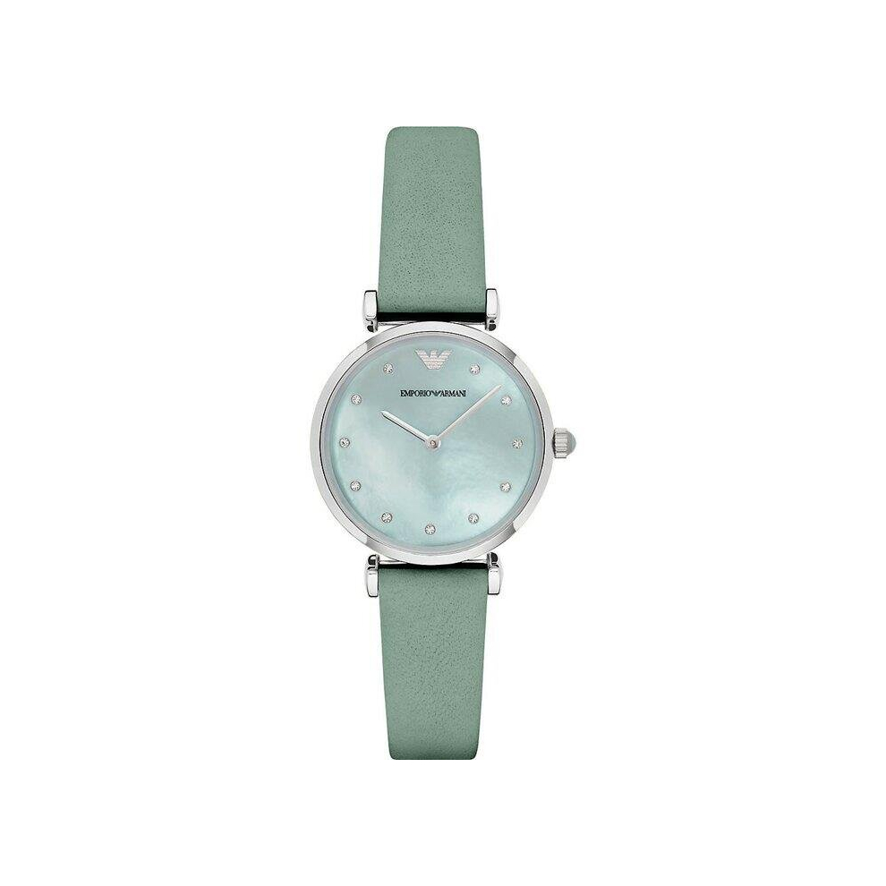 Armani Emporio Ar1959 Retro Sea Blue Mother Of Pearl Dial Ladies Watch Green