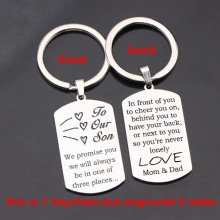 Stainless Steel Keychain To Son Gift Creative Engraving Text:To Our Son,We Promise You We Will Always Be In ...