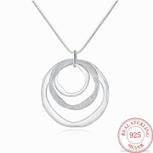 925 Sterling Silver Necklace Pendant Charm Girl Retro Choker Vintage Three Frosting Polishing Round Lucky Fine Jewelry Gift