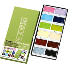Kuretake ZIG GANSAI TAMBI Watercolors 12 colors set 2, Handcrafted, Professional-quality pigment inks for artists and crafters, AP-Certified, Blendabl