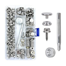 Maerd 152Pcs Canvas Snap Kit with Tool, Stainless Steel Screw Boat Canvas Snaps Fastener Heavy Duty Metal Marine Button 3/8" Socket with Setting Tool