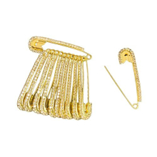 Decorative Golden Saree Pins with Multiple Stone,Safety Pin Decorated with Diamonds Set of 12