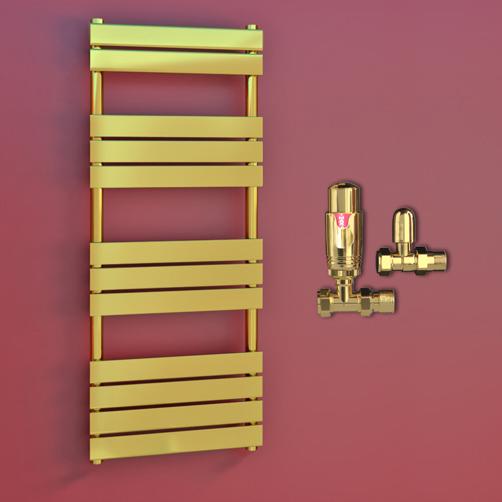 (500 X 1400 Mm (H), Trv Straight Valves) Gold Panel Towel Rail Radiator 5056616536117