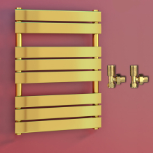 (500 x 800 mm (h), Angled Valves) Gold Panel Towel Rail Radiator