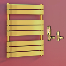 (500 x 800 mm (h), TRV Angled Valves) Gold Panel Towel Rail Radiator