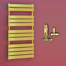 (500 x 1200 mm (h), TRV Straight Valves) Gold Panel Towel Rail Radiator