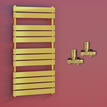 (500 x 1200 mm (h), Straight Valves) Gold Panel Towel Rail Radiator