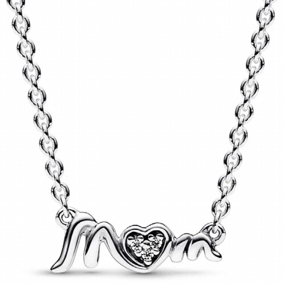 Sparkling Infinity Heart Mum Pave Collier With Crystal 925 Sterling Silver Necklace For Bead Charm Diy Jewelry Multicoloured