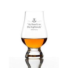 Officiell Glencairn Skotsk Whiskyglas Graverat med 'Mitt hjärta är i höglandet' Robert Burns Citat | Tillverkat i Skottland