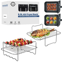 Ninja AF400UK & AF451UK Air Fryer Rack for 9.5l Ninja Dual air fryer-2pcs Reusable 304 Stainless Steel Ninja AirFryer Accessories Racks for Ninja Food