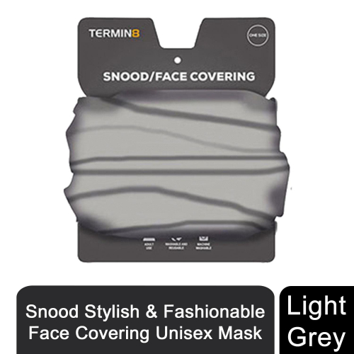 Termin8 Snood/Face Covering Unisex Stylish Mask, Light Grey